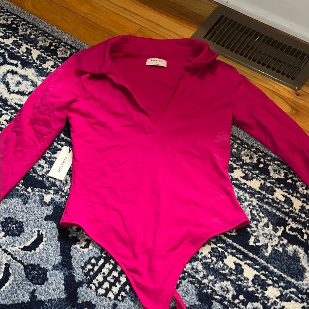 Aritzia Pink Collared Bodysuit